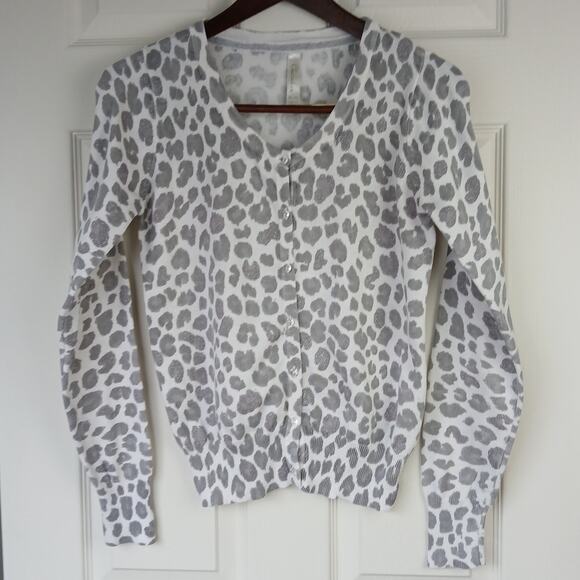Cherokee Other - Cherokee Sparkle Grey Leopard Print Cardigan Girls XL crystal buttons thumbholes